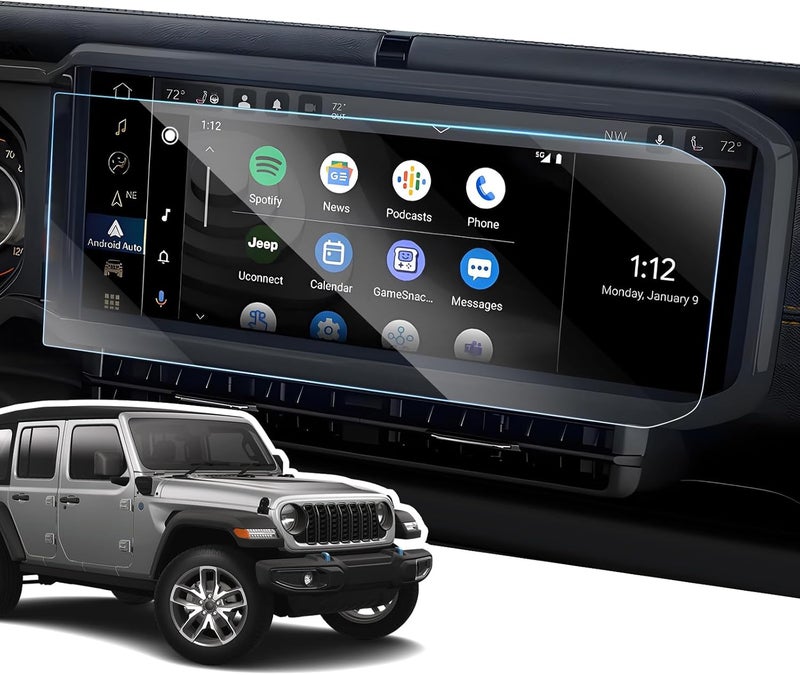 LANGBEAN Anti-Glare Matte Screen Protector for 2024-2025 Jeep Wrangler/4xe /Gladiator(Sport/Willys/SaharaAltitude/Rubicon/High/Rubicon 392) 12.3-Inch Infotainment Touchscreen, 2024 2025 Wrangler 4xe Accessories - Image 1
